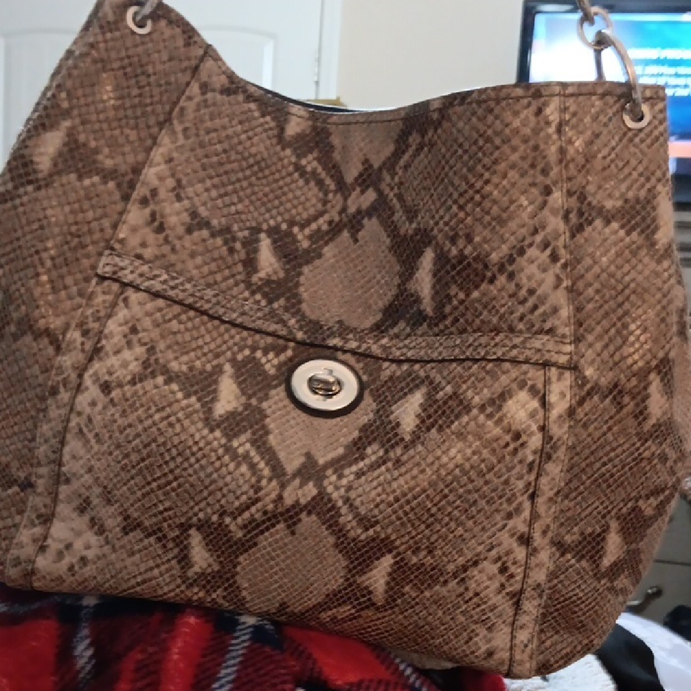 Coach Brown Snake Print Hobo Shoulder  Satchel EUC